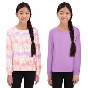 NWT Lucky Brand Tie-Dye & Purple Violet Long Sleeve Crewneck Top Set – Girls Siz